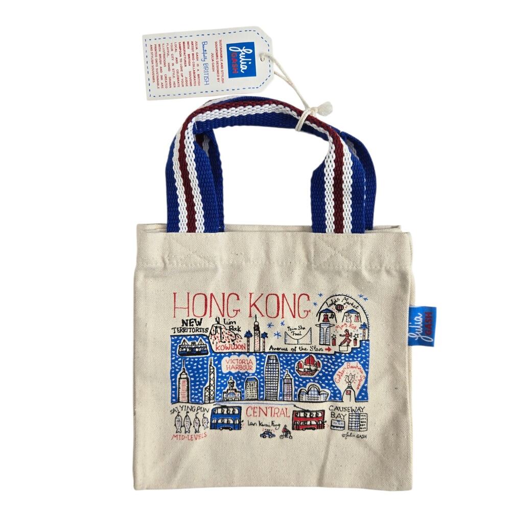 NWT Julia Gash Mini Tote Bag Hong Kong Canvas Novelty Artist Travel Sustainable